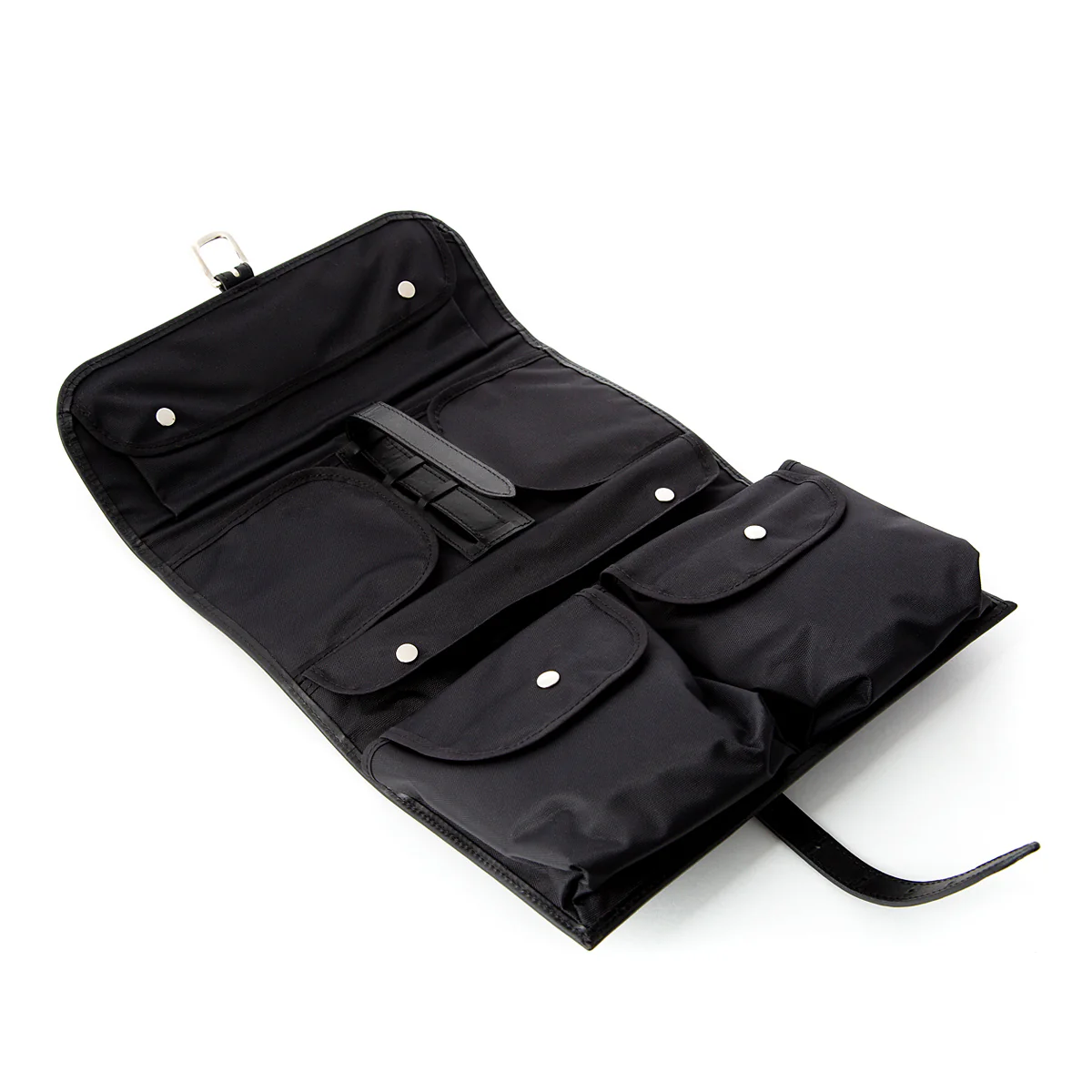 Black Leather Hanging Wash Bag - Image 2