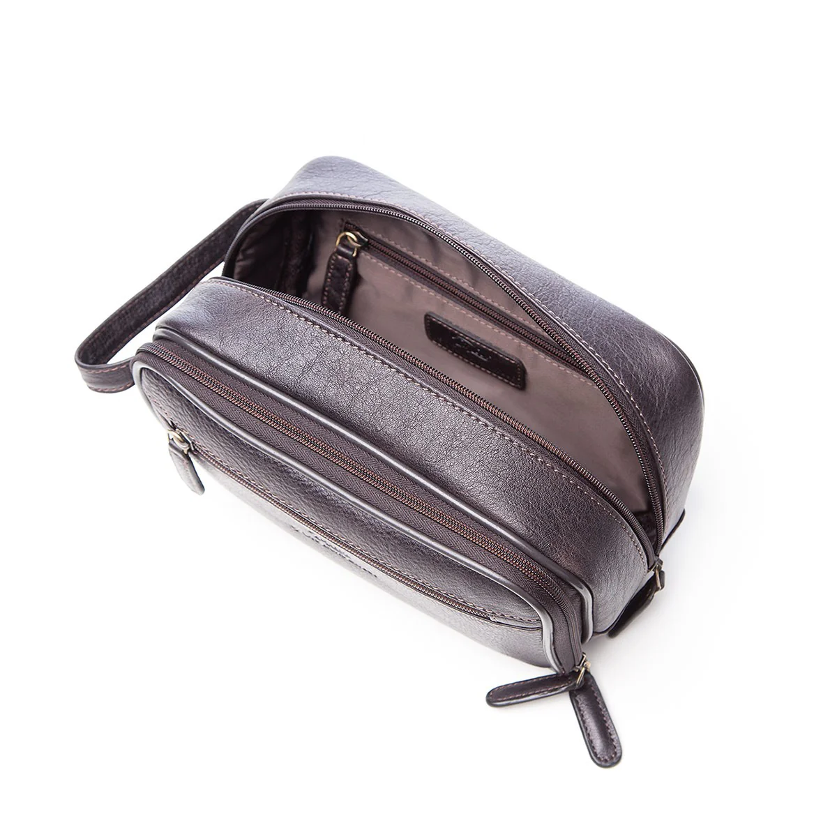 Medium Brown Leather Wash Bag - Image 2