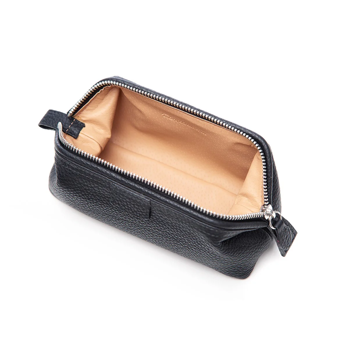 Mini Black Leather Wash Bag - Image 2