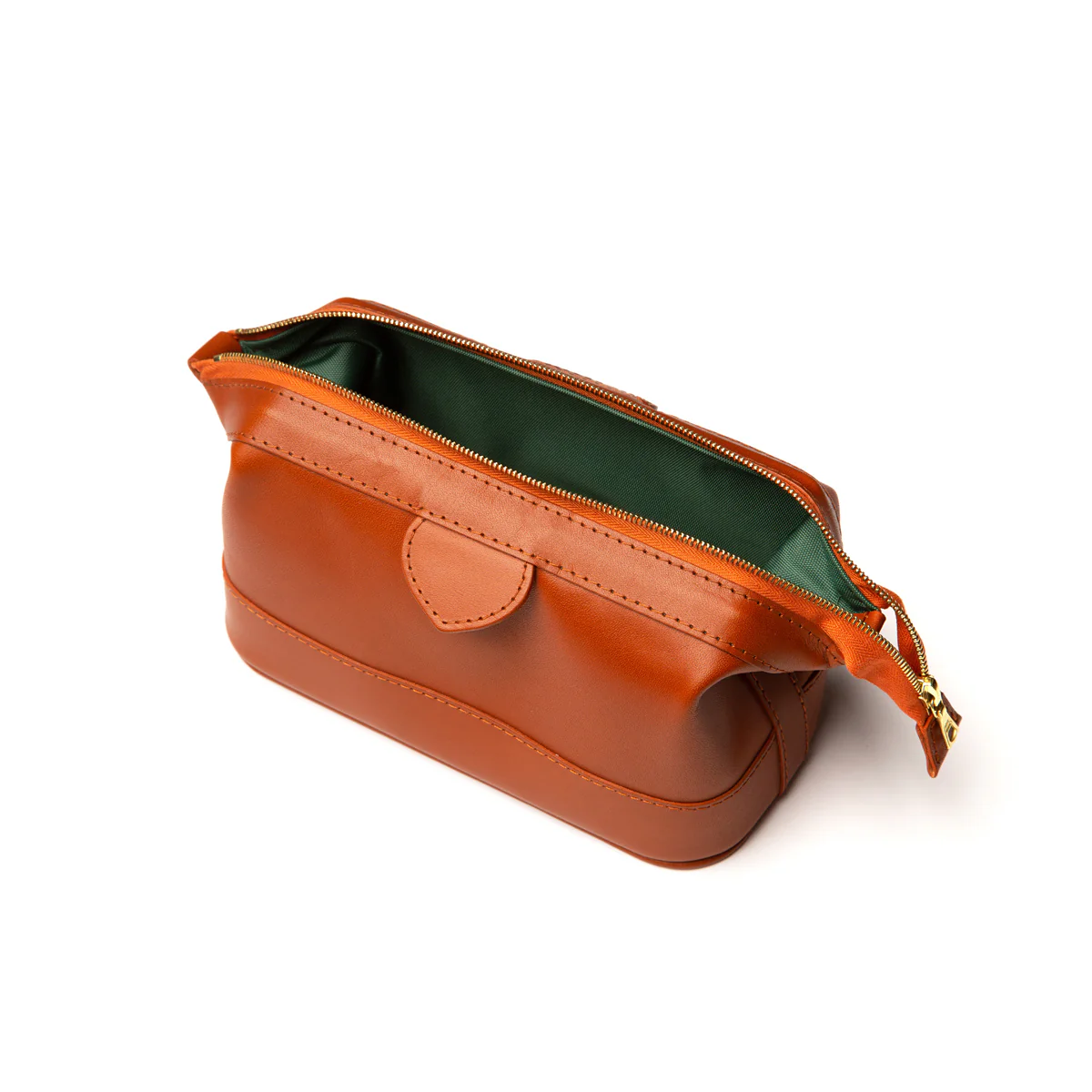 Small Tan Leather Wash Bag - Image 2
