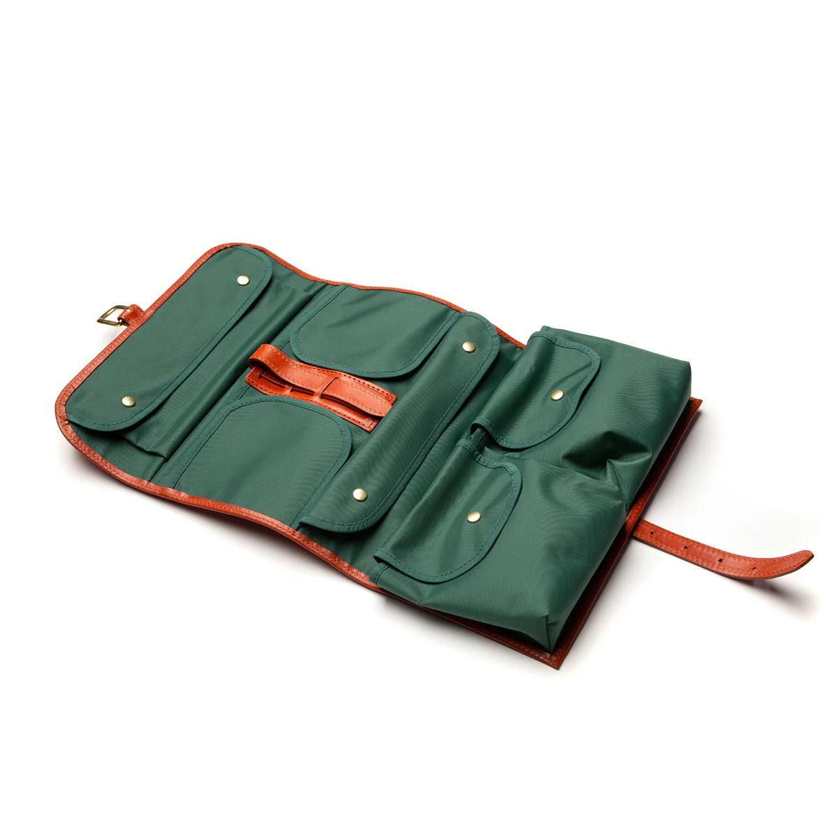 Tan Leather Hanging Wash Bag - Image 2